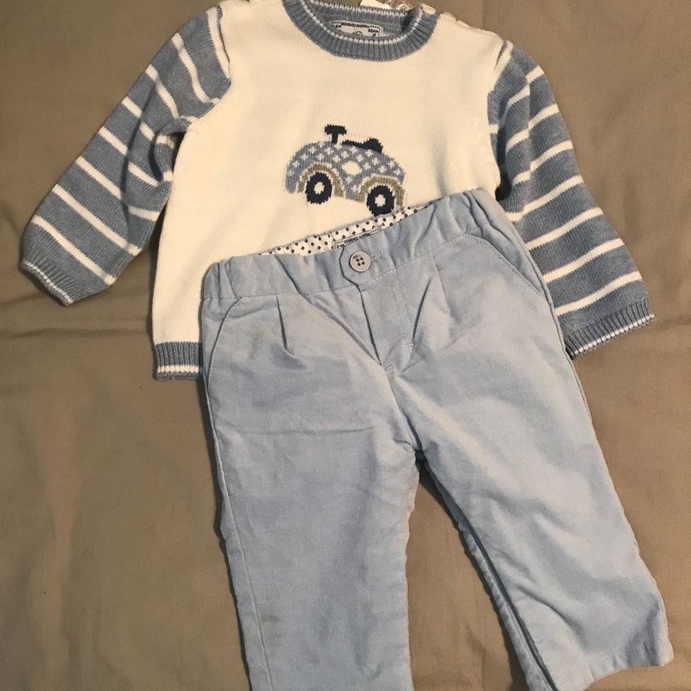 NEW Mayoral sweater and pants blue car 2-4m